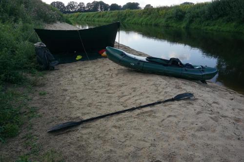 My camp for the second night. To the right on the other side of the river you can see the artificial 45° slopes with plenty of bushes.