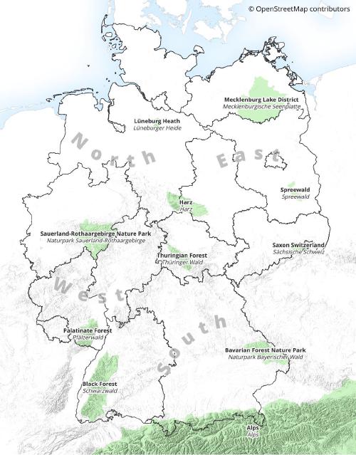 Kleine Auswahl netter Gegenden zum Wandern in Deutschland.