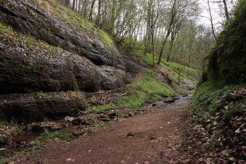 Bach in der Drachenschlucht. Manchmal ist der Weg trocken, manchmal (auf dem Bild weiter hinten) ist Weg und Bach nicht zu unterscheiden.