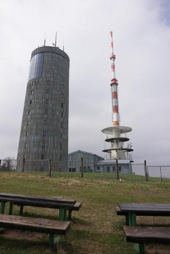 Transmission towers on the summit.