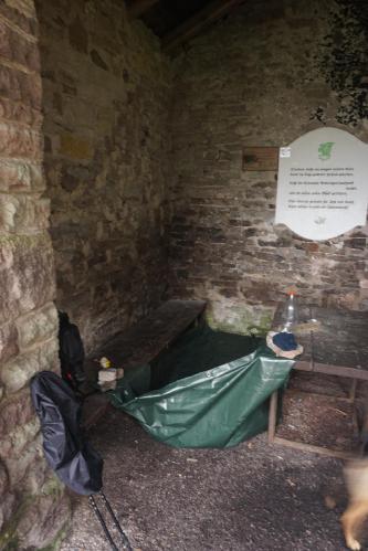 … and inside with my camp. The ground surface was gravel so my tarpaulin could show what it can do.